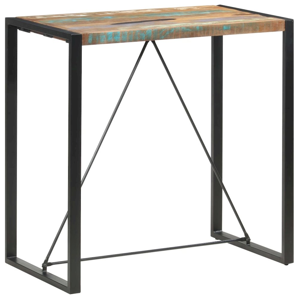 Bar Table Multicolor Solid Reclaimed Wood, Steel Medium Durable