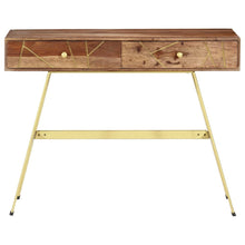 Writing Desk Natural and brass Solid sheesham wood