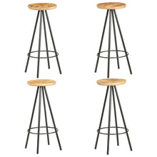 Bar Stool Set of 4 Brown and Black