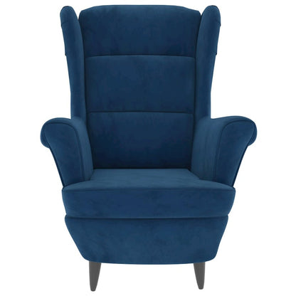 Armchair Blue Velvet, Plywood Standard Armchair Rectangular
