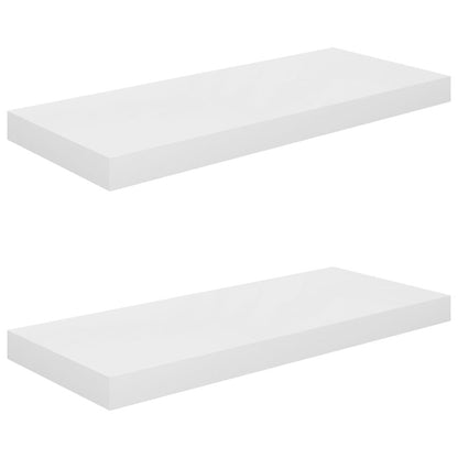 Wall Shelf Set of 2 High gloss white Honeycomb MDF, metal