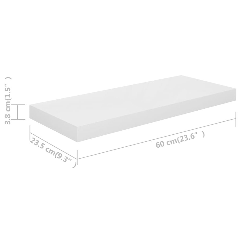 Wall Shelf Set of 2 High gloss white Honeycomb MDF, metal