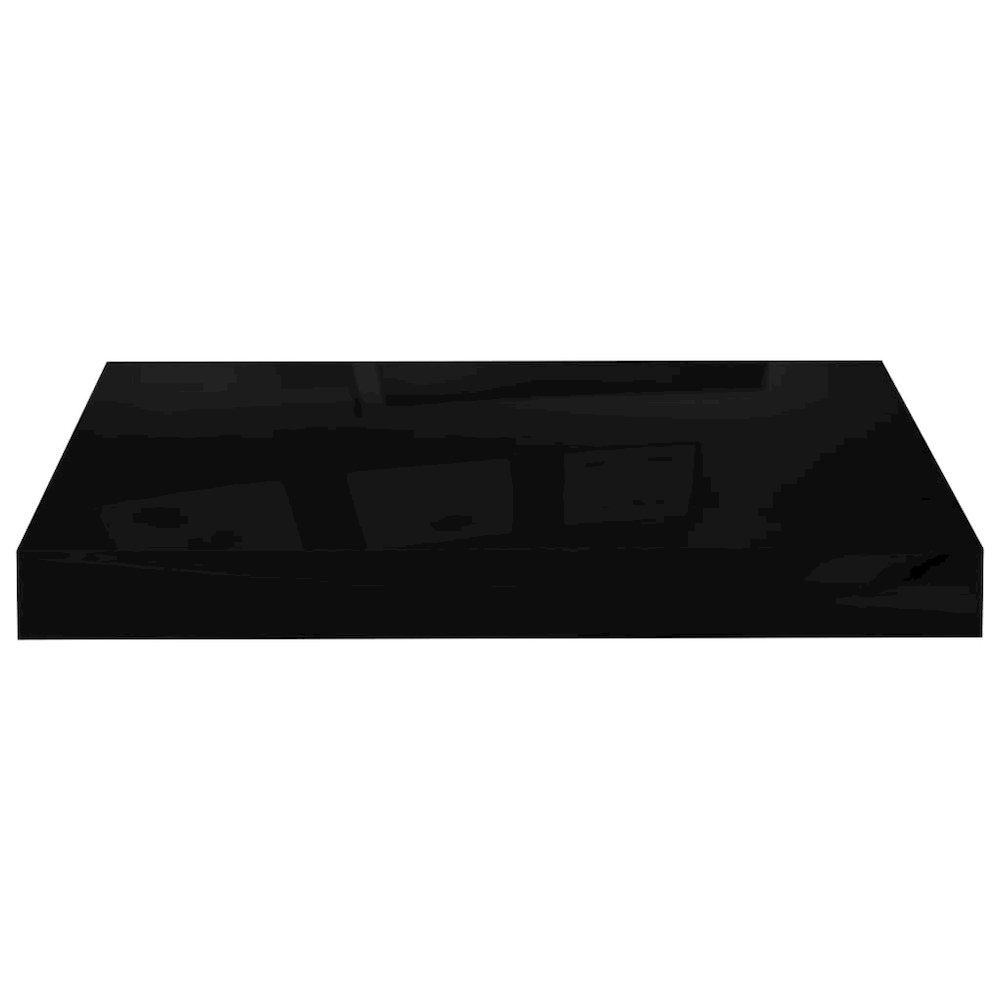 Wall Shelf Set of 2 High gloss black Honeycomb MDF, metal frame