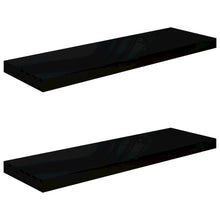 Wall Shelf Set of 2 High gloss black Honeycomb MDF, metal