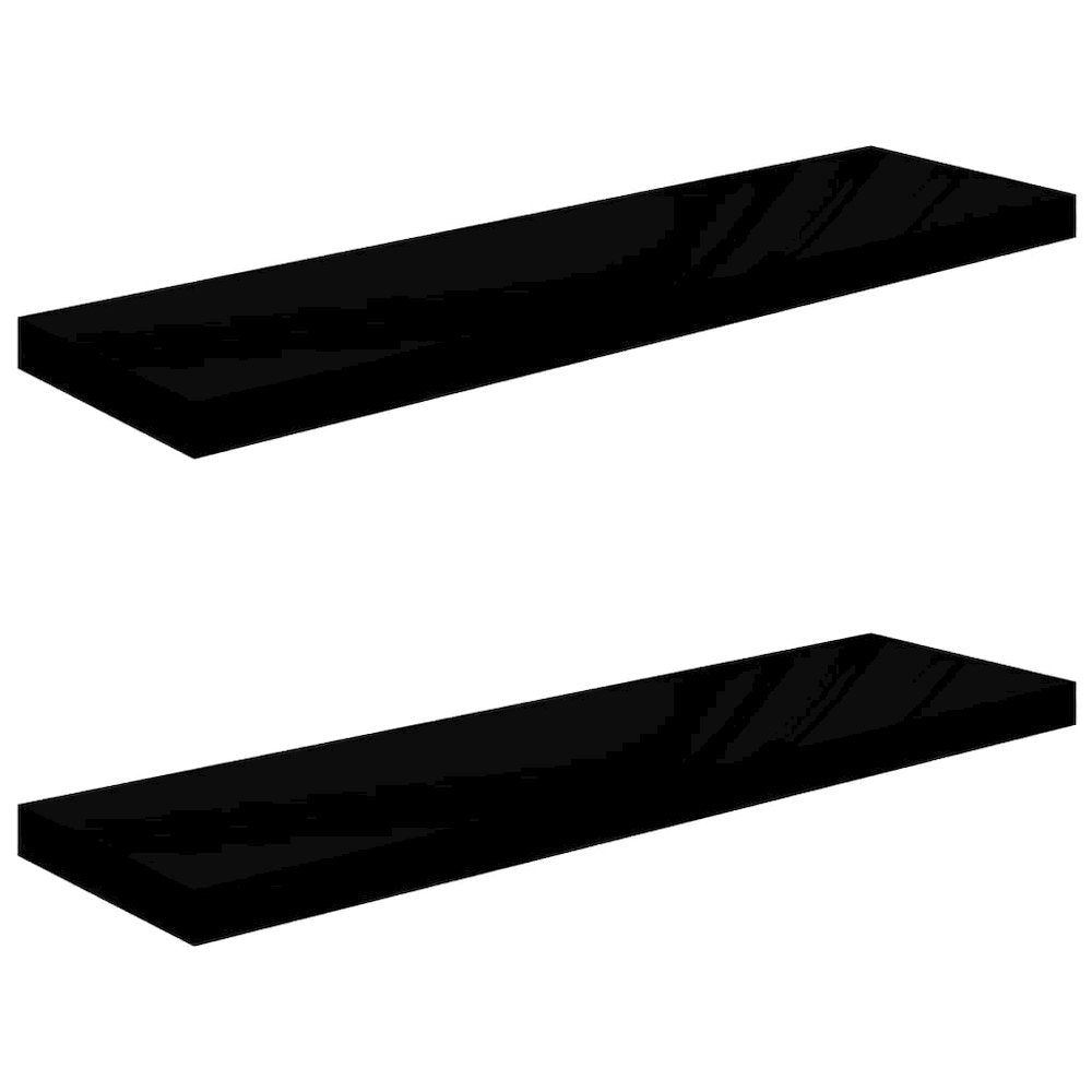 Wall Shelf Set of 2 High gloss black Honeycomb MDF, metal