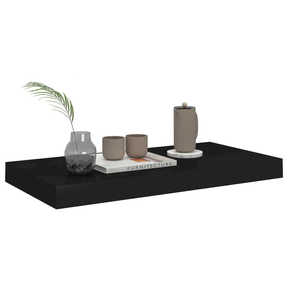 Wall Shelf Set of 4 Black Honeycomb MDF, metal Wall mounting