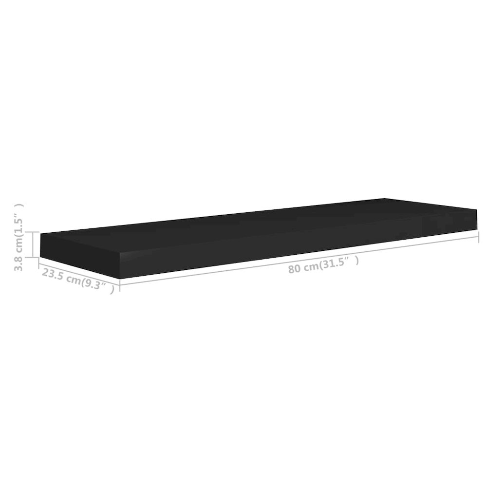 Wall Shelf Set of 4 Black Honeycomb MDF, Metal Medium