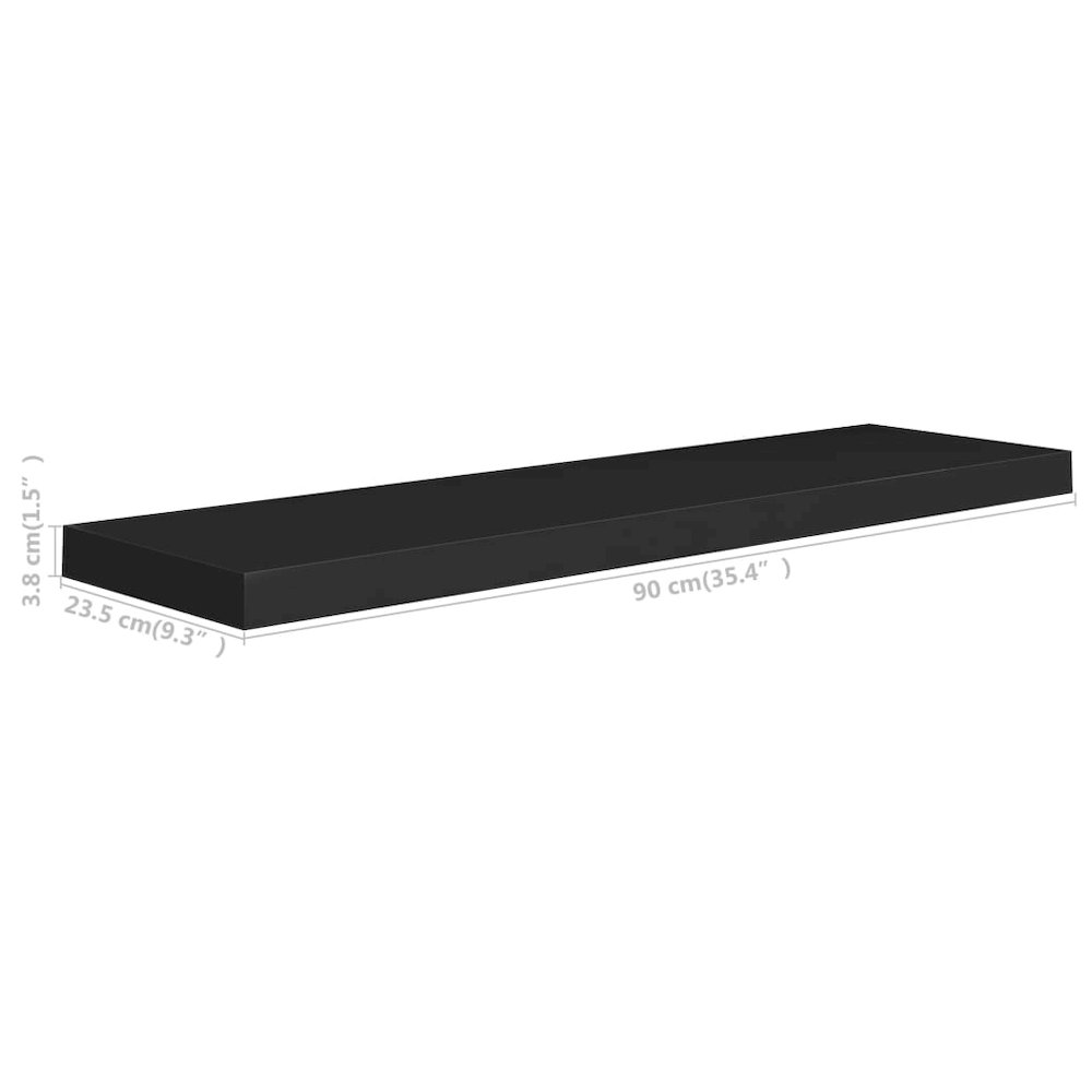 Wall Shelf Set of 4 Black Honeycomb MDF, metal