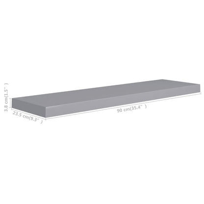 Wall Shelf Set of 2 Gray Honeycomb MDF, metal frame Large