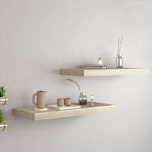 Wall Shelf Set of 2 Oak Honeycomb MDF, metal Medium