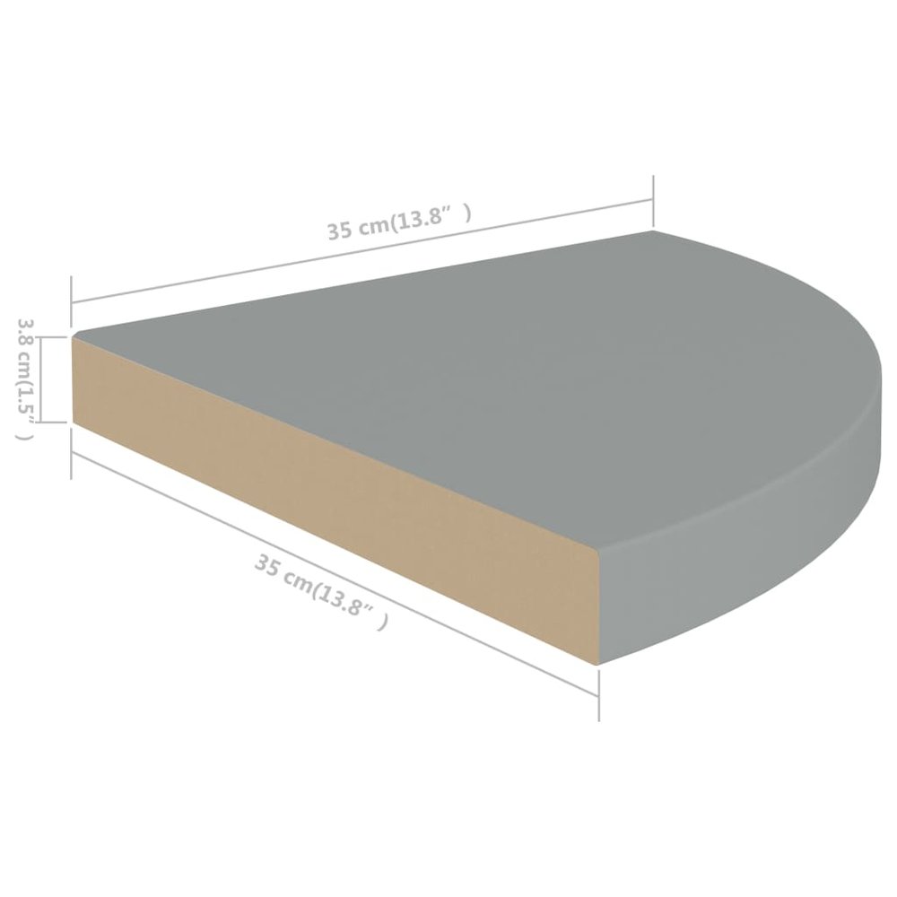 Corner Shelf Set of 2 Gray Honeycomb MDF, metal Small