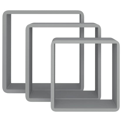 Wall Cube Shelf Set of 3 Grey MDF Small Appealing Design