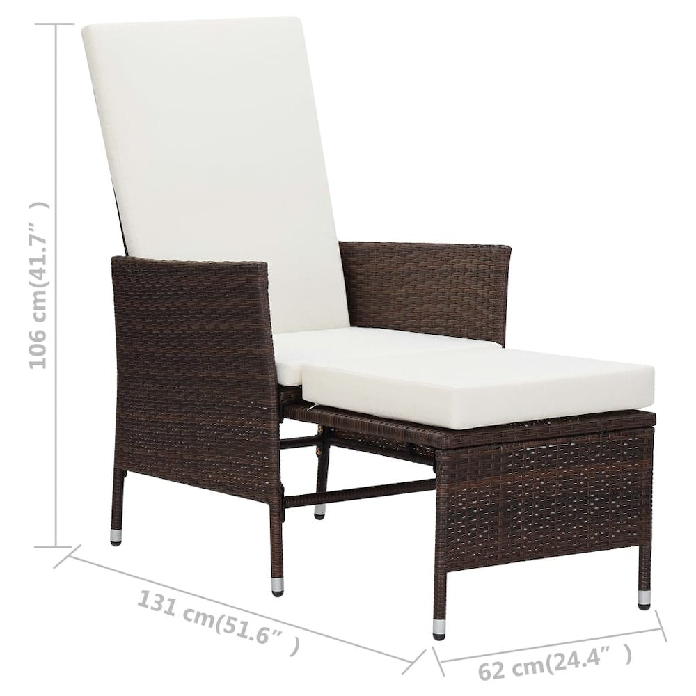Armchair Brown PE rattan Standard Adjustable Armrests Armchair