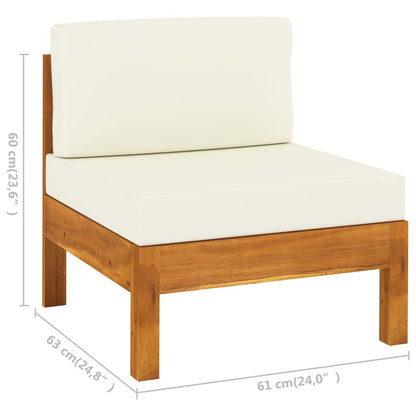 Wooden Sofa Cream White, Wood Brown Solid Acacia Wood, Polyester