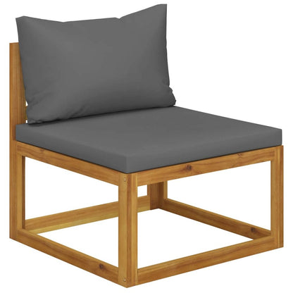 Wooden Sofa Set Dark Grey Solid acacia wood, 100% polyester
