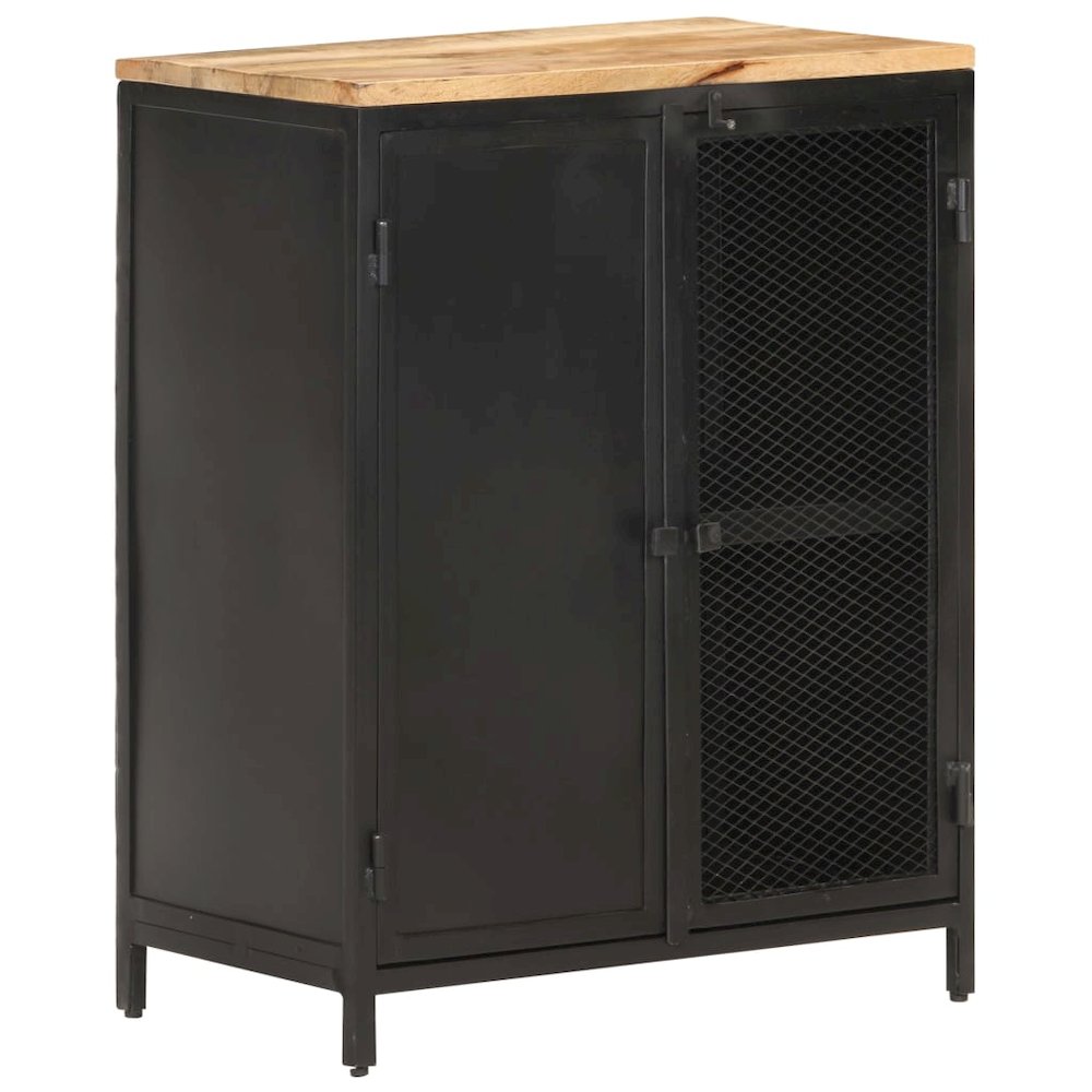 Sideboard Black Solid rough mango wood 23.6x13.8x30.7 in