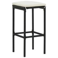 Bar Stool Set of 2 Black PE rattan Medium Footrest Bar Stool