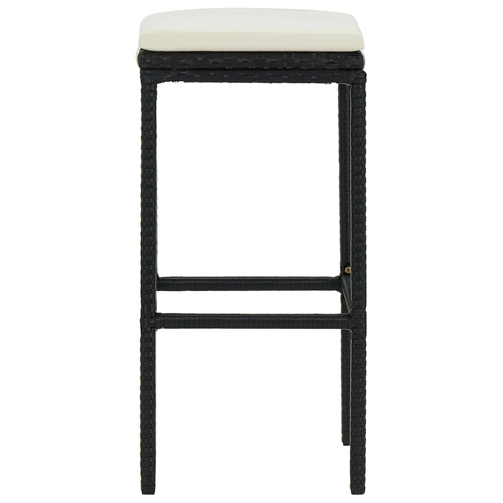 Bar Stool Set of 2 Black PE rattan Medium Footrest Bar Stool