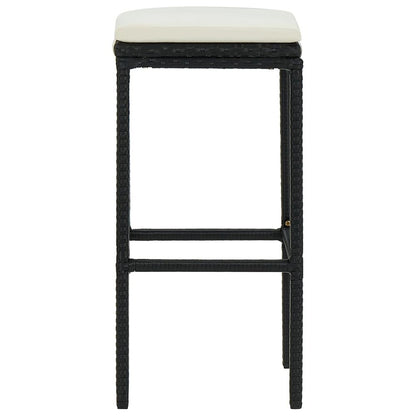 Bar Stool Set of 2 Black PE rattan Medium Footrest Bar Stool