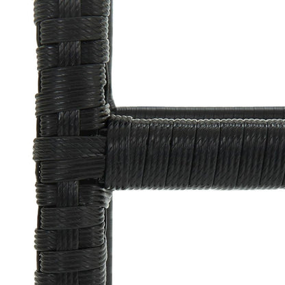 Bar Stool Set of 2 Black PE rattan Medium Footrest Bar Stool
