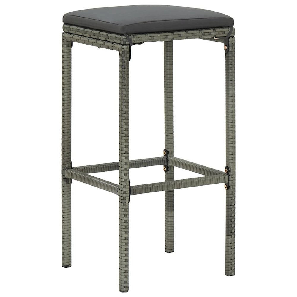 Bar Stool Set of 2 Gray Steel Standard Footrest Bar Stool