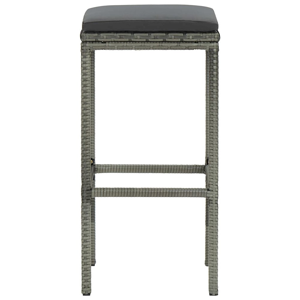 Bar Stool Set of 3 Grey Poly Rattan Standard Footrest