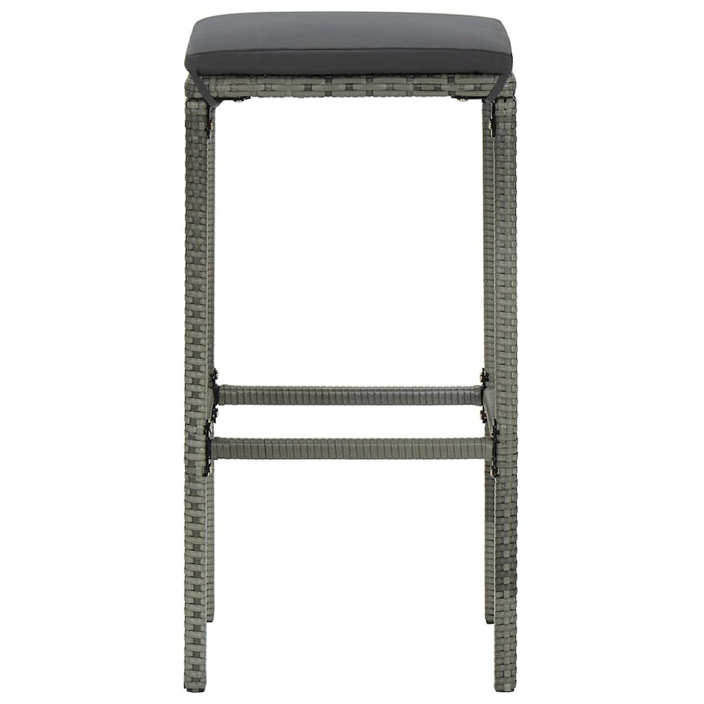 Bar Stool Set of 3 Grey Poly Rattan Standard Footrest