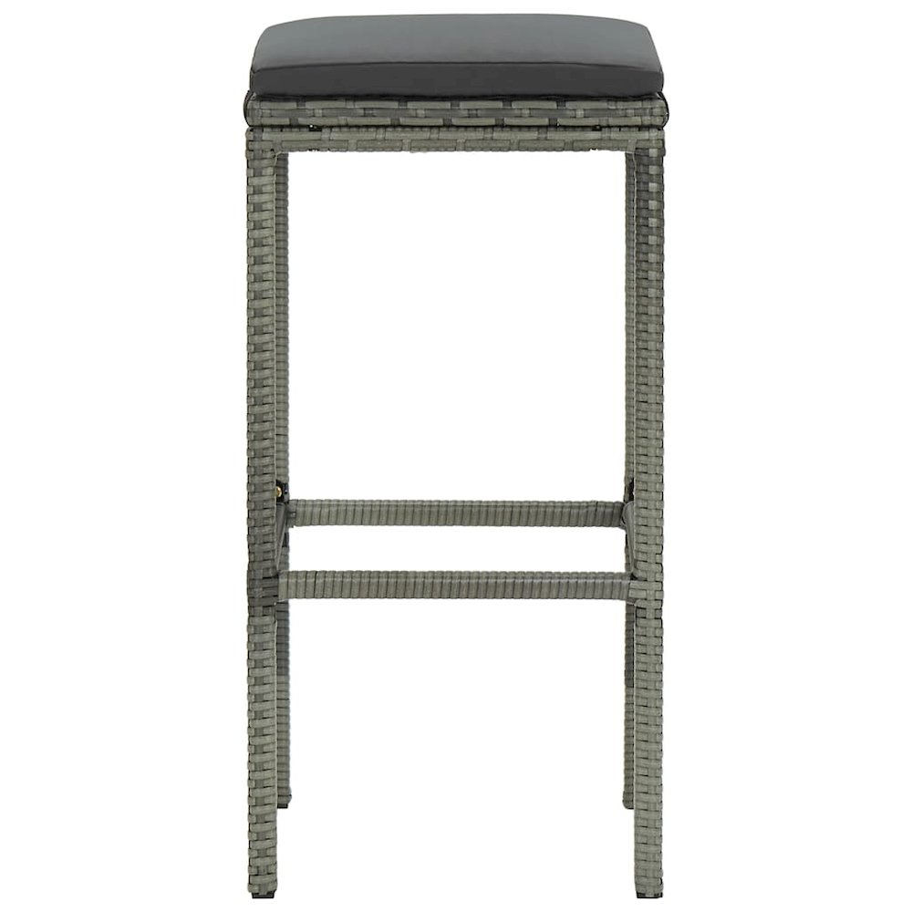 Bar Stool Set of 4 Grey PE Rattan Standard Footrest