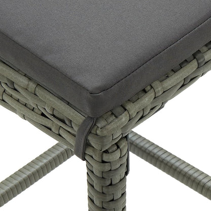 Bar Stool Set of 4 Grey PE Rattan Standard Footrest