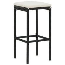 Bar Stool Set of 6 Black frame with cream white cushion PE rattan
