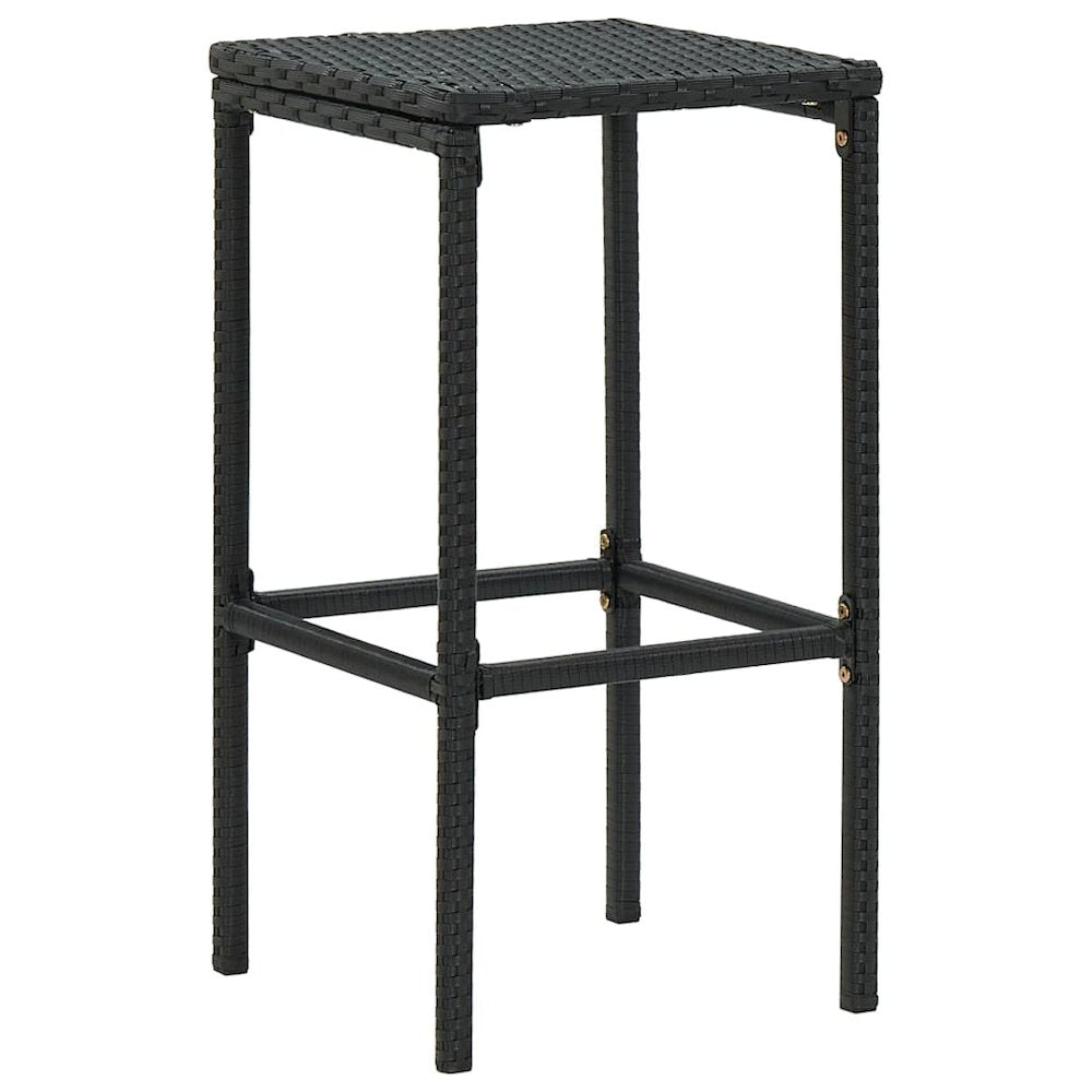 Bar Stool Set of 6 Black frame with cream white cushion PE rattan