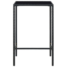 Bar Table Black PE rattan, powder-coated steel, tempered glass