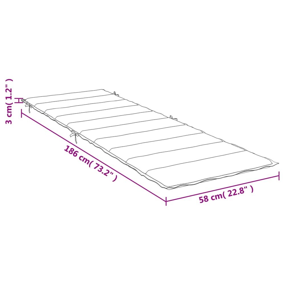 Sun Lounger Cushion Grey Check Pattern Oxford fabric (100% polyester)