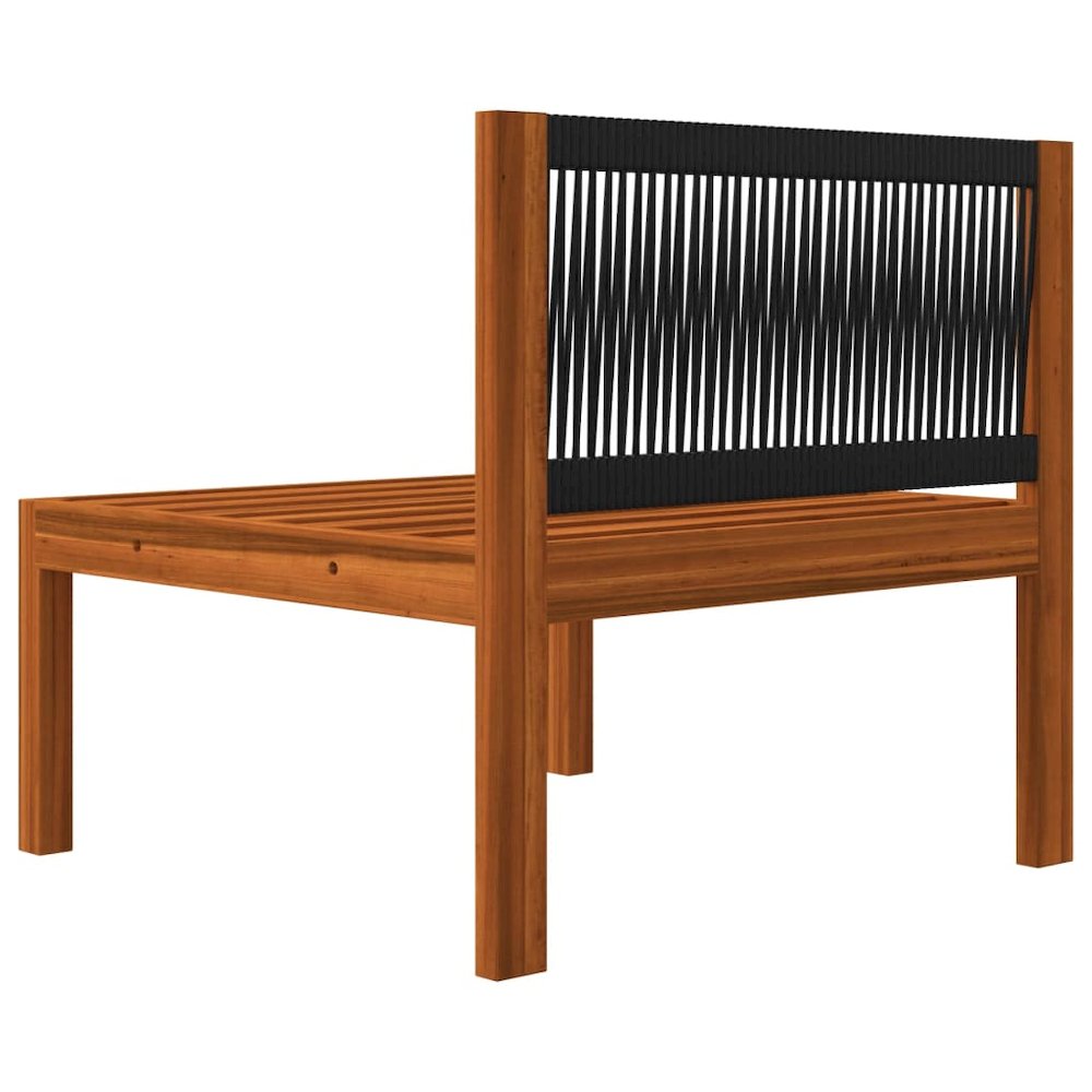 Garden Lounge Set Cream White, Black Solid Acacia Wood, Rope Medium
