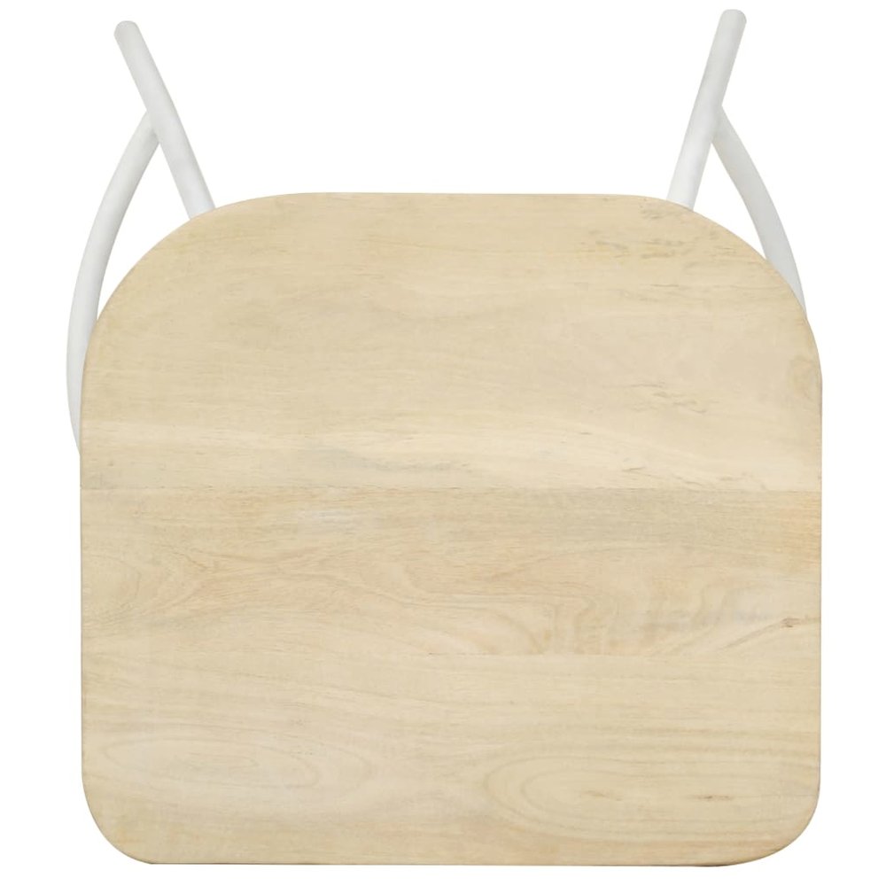 Bar Stool Set of 4 Bleached wood and white