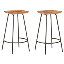 Bar Stool Set of 2 Natural Wood Solid Acacia Wood Standard