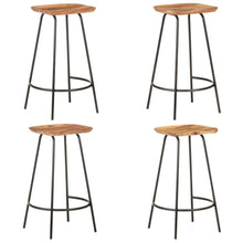 Bar Stool Set of 4 natural wood and black