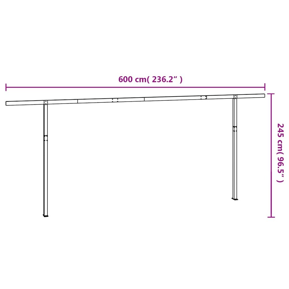 Awning Post Set Anthracite Iron 236.2 x 96.5 in Height-Adjustable