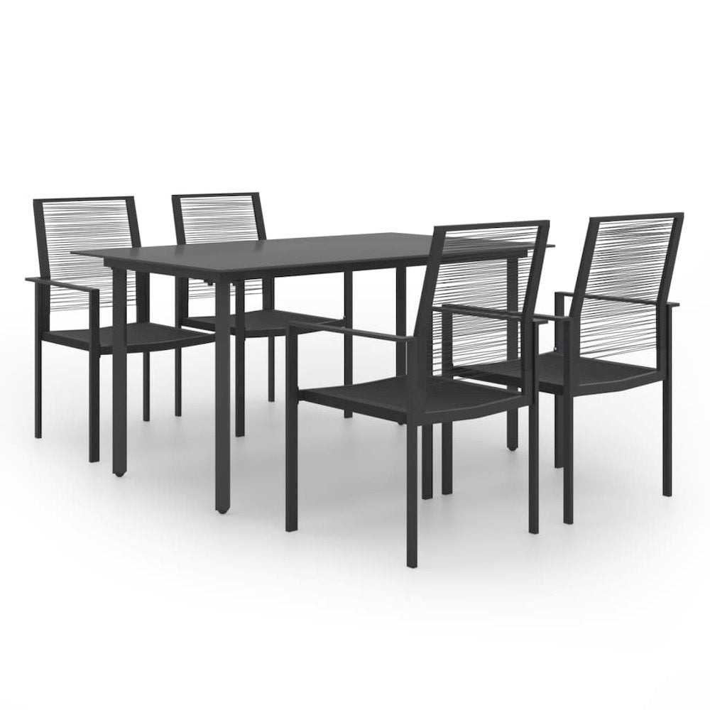 Dining Set Black Glass Standard Durable Dining Set