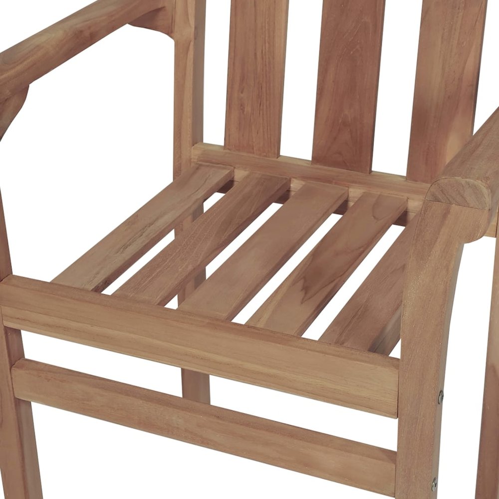 Patio Chair Set of 2 Teak Solid Teak wood Standard Stackable