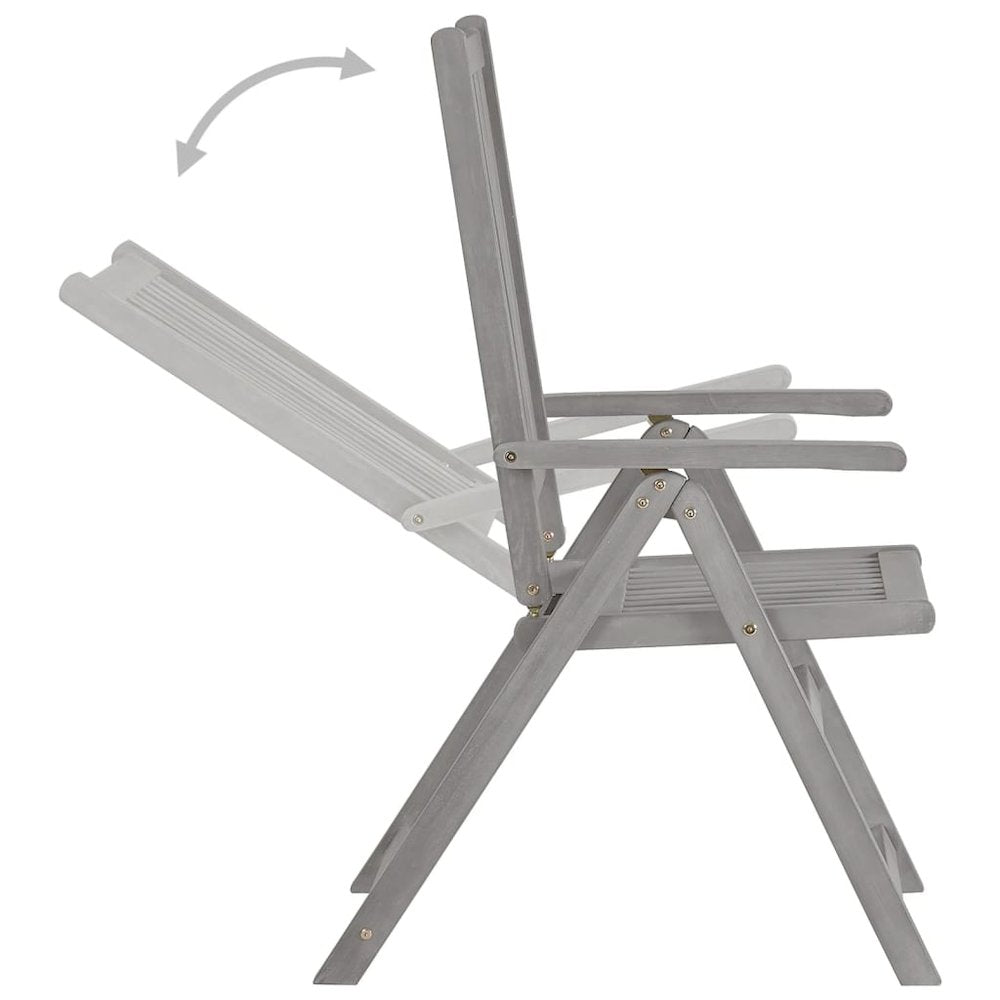 Garden Chair Set of 3 Grey wash Solid Acacia wood Standard