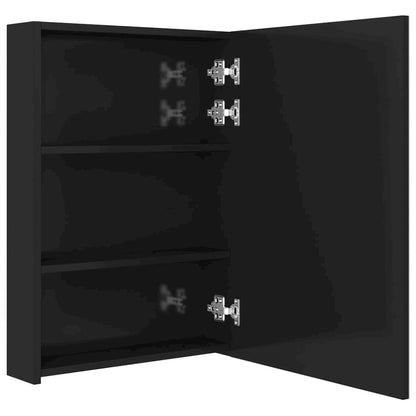 Bathroom Cabinet Shining black MDF with melamine finish, glass