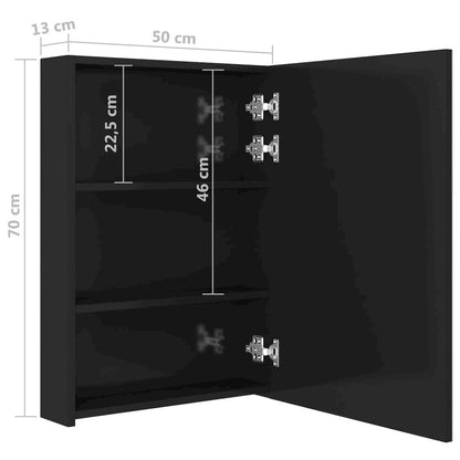 Bathroom Cabinet Shining black MDF with melamine finish, glass