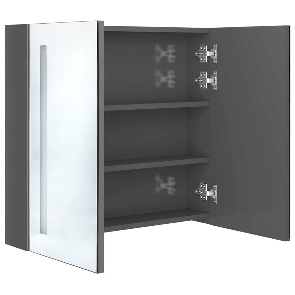 Bathroom Cabinet Shining gray MDF with melamine finish and glass