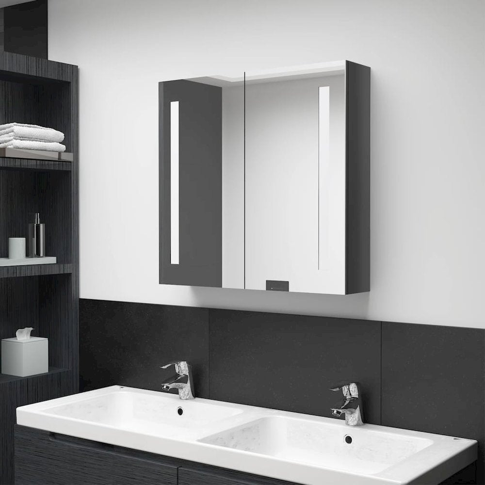 Bathroom Cabinet Shining gray MDF with melamine finish and glass