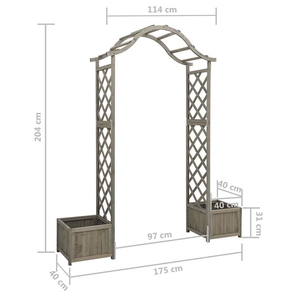Wooden Garden Arch Grey Solid Firwood Large Decorative Inlays