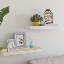 Wall Shelf Set of 2 Oak and white Honeycomb MDF 23.6x9.3x1.5 in