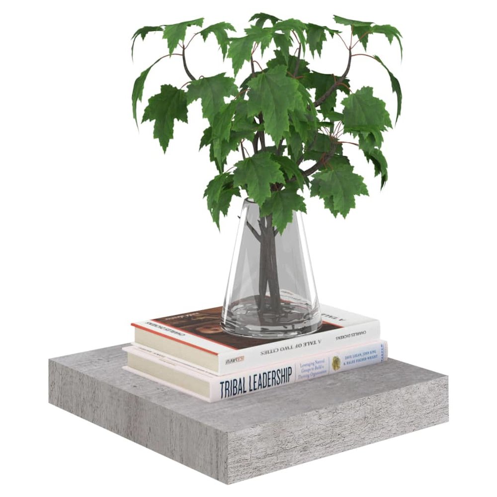 Wall Shelf Set of 2 Concrete grey Honeycomb MDF, metal