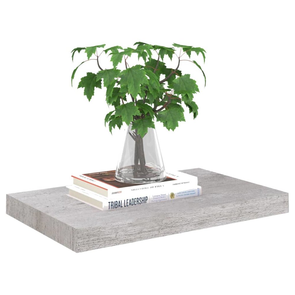 Wall Shelf Set of 2 Concrete Grey Honeycomb MDF, Metal