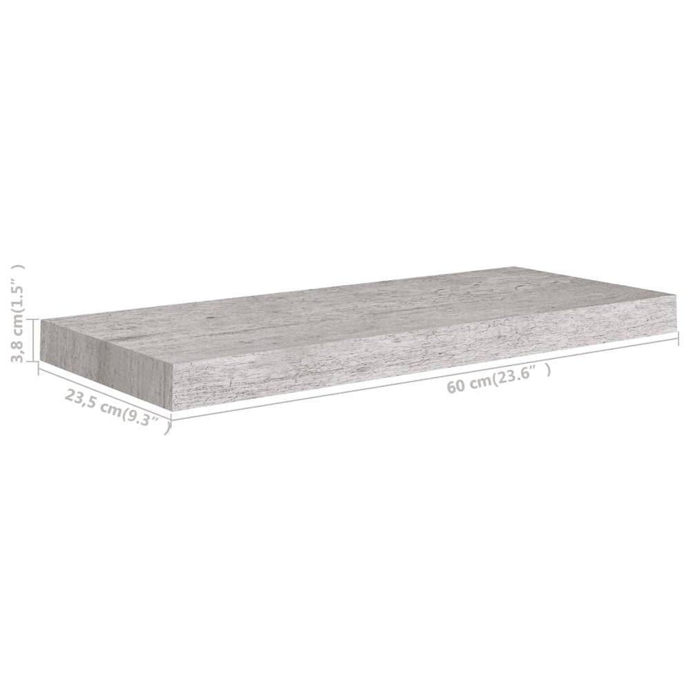 Wall Shelf Set of 2 Concrete grey Honeycomb MDF, metal